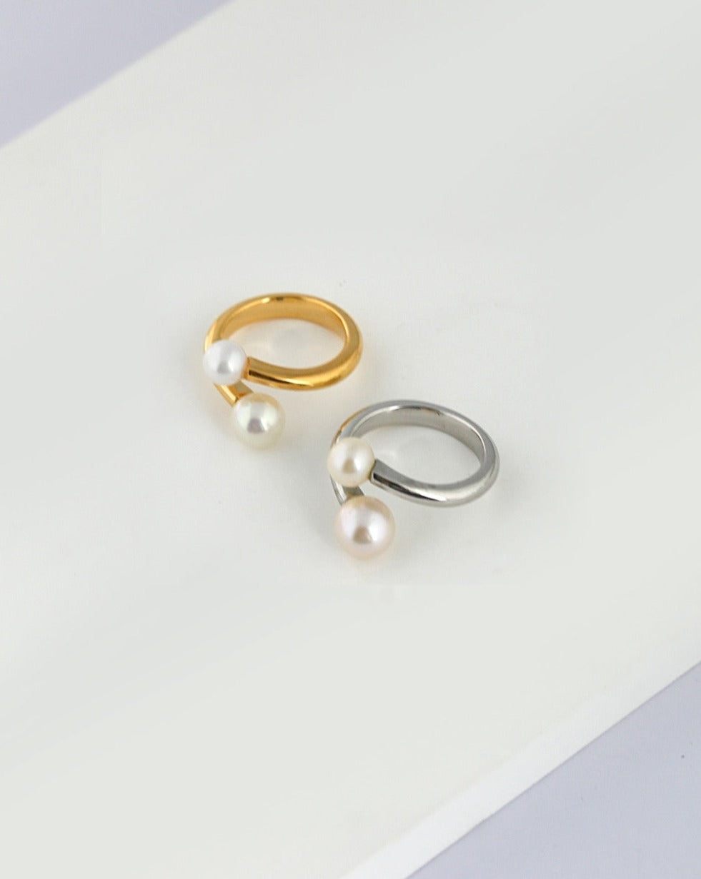 Silver Pearl Ring, Gold Pearl Ring