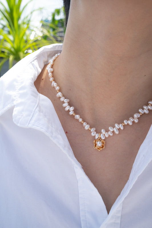 Pearl Camellia Pendant Necklace