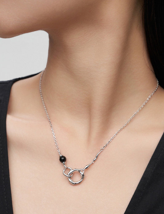 Molten Double Circle Pendant Necklace