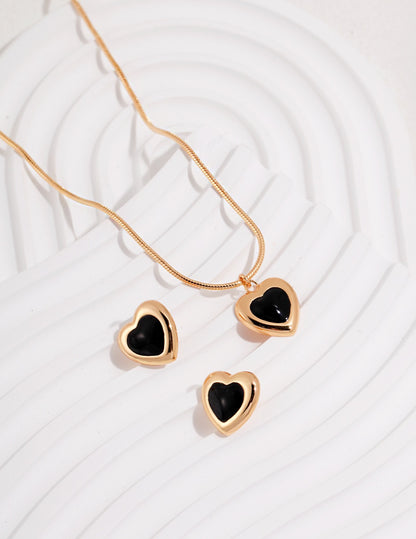 Heartbeat Black Onyx Stud Earrings